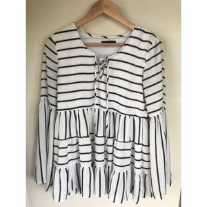 Women’s small black and white striped blouse